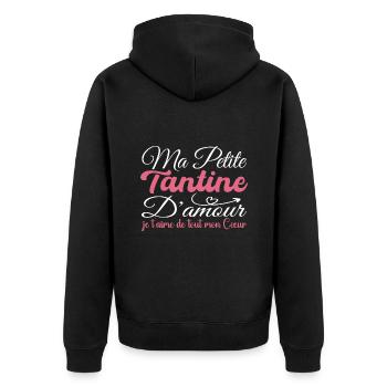 Geschenk Tante der Liebe, beste Tante Ich liebe dich - Unisex Premium Bio Zip Hoodie - Schwarz - Hinten - Nico (187cm)