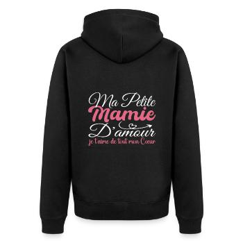 Liebe Oma Geschenk, beste Oma Ich liebe dich - Unisex Premium Bio Zip Hoodie - Schwarz - Hinten - Nico (187cm)