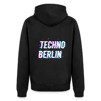 Techno Rave Berlin Party Gift - Unisex Premium Organic Zip Hoodie - black - Back - Nico (187cm)