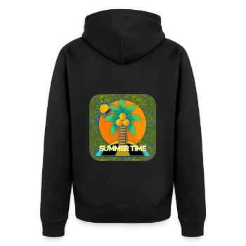 Summer Time - Club WoW - Unisex Premium Bio Zip Hoodie - Schwarz - Hinten - Nico (187cm)