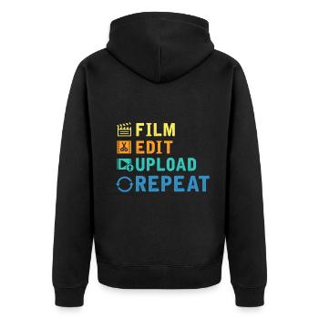 Filmemacher Editor Kameramann Youtuber Filmemacher - Unisex Premium Bio Zip Hoodie - Schwarz - Hinten - Nico (187cm)