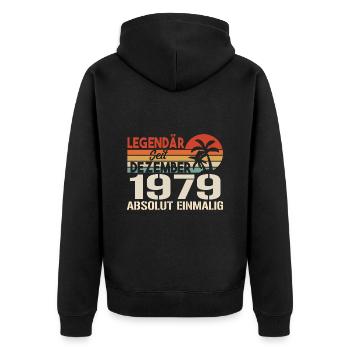 Legendär Seit Dezember 1979 Absolut Einmalig 1979 - Unisex Premium Bio Zip Hoodie - Schwarz - Hinten - Nico (187cm)