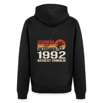 Legendär Seit Dezember 1992 Absolut Einmalig 1992 - Unisex Premium Bio Zip Hoodie - Schwarz - Hinten - Nico (187cm)
