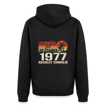 Legendär Seit Dezember 1977 Absolut Einmalig 1977 - Unisex Premium Bio Zip Hoodie - Schwarz - Hinten - Nico (187cm)
