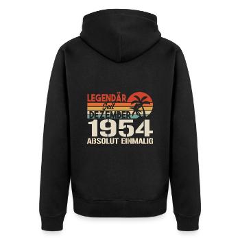 Legendär Seit Dezember 1954 Absolut Einmalig 1954 - Unisex Premium Bio Zip Hoodie - Schwarz - Hinten - Nico (187cm)