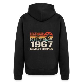 Legendär Seit Dezember 1967 Absolut Einmalig 1967 - Unisex Premium Bio Zip Hoodie - Schwarz - Hinten - Nico (187cm)