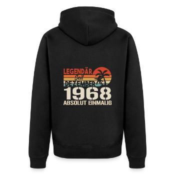 Legendär Seit Dezember 1968 Absolut Einmalig 1968 - Unisex Premium Bio Zip Hoodie - Schwarz - Hinten - Nico (187cm)