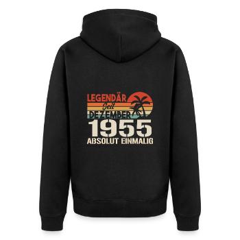 Legendär Seit Dezember 1955 Absolut Einmalig 1955 - Unisex Premium Bio Zip Hoodie - Schwarz - Hinten - Nico (187cm)