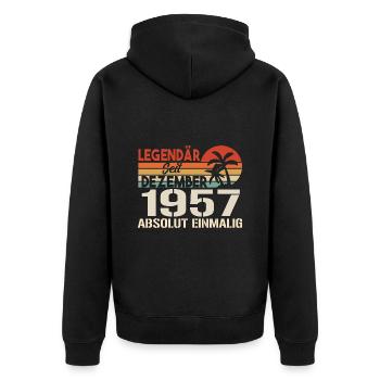 Legendär Seit Dezember 1957 Absolut Einmalig 1957 - Unisex Premium Bio Zip Hoodie - Schwarz - Hinten - Nico (187cm)
