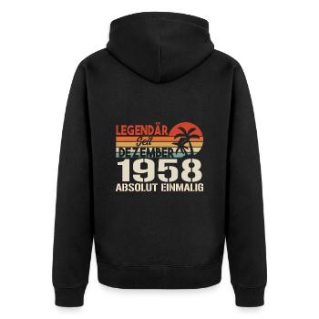 Legendär Seit Dezember 1958 Absolut Einmalig 1958 - Unisex Premium Bio Zip Hoodie - Schwarz - Hinten - Nico (187cm)