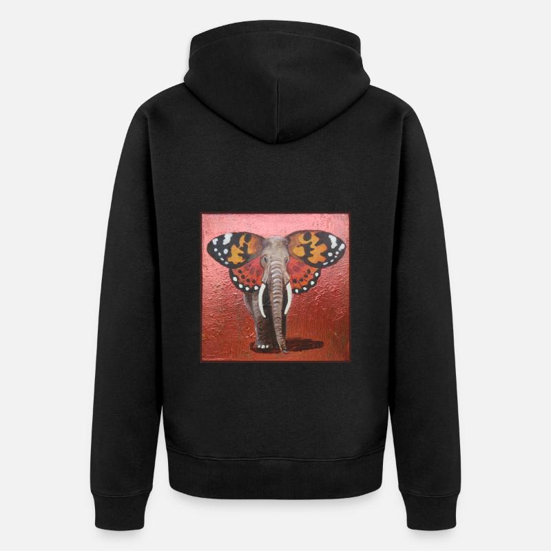 Éléphant papillon - Veste à capuche bio Premium Unisexe - noir