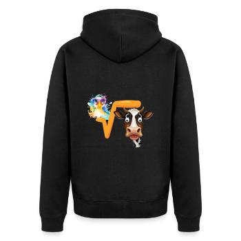 Ente Mathe Kuh N-te Wurzel aus Q - Unisex Premium Bio Zip Hoodie - Schwarz - Hinten - Nico (187cm)