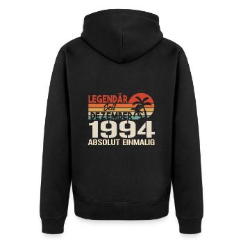 Legendär Seit Dezember 1994 Absolut Einmalig 1994 - Unisex Premium Bio Zip Hoodie - Schwarz - Hinten - Nico (187cm)