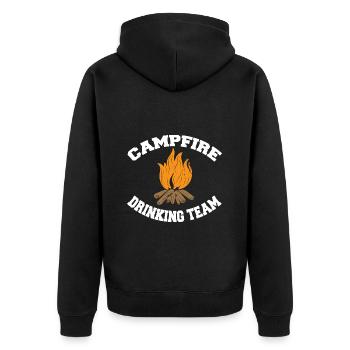 Campfire Drinking Team Bushcraft Hiking Outfit - Unisex Premium Organic Zip Hoodie - black - Back - Nico (187cm)