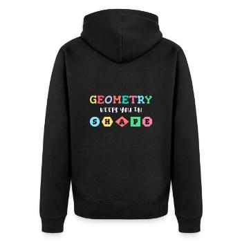 Geometrie hält dich in Form, geometrische Formen - Unisex Premium Bio Zip Hoodie - Schwarz - Hinten - Nico (187cm)
