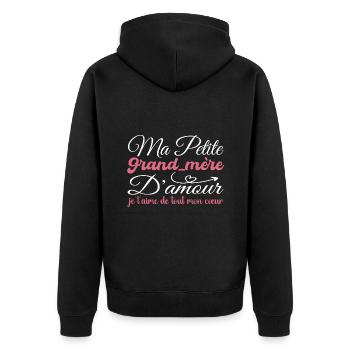 Oma Liebesgeschenk, Oma, ich liebe dich - Unisex Premium Bio Zip Hoodie - Schwarz - Hinten - Nico (187cm)