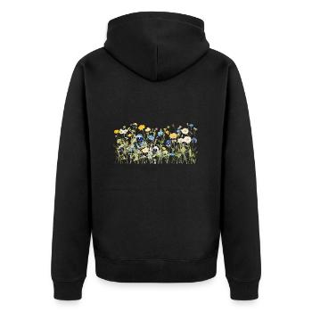 Wildflower Meadow - Natural Watercolor Blooms - Unisex Premium Organic Zip Hoodie - black - Back - Nico (187cm)