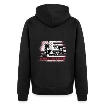 Train conductor American Locomotive USA Flag - Unisex Premium Organic Zip Hoodie - black - Back - Nico (187cm)