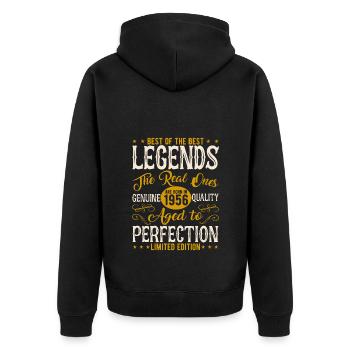 Jahrgang 1956 Limitierte Auflage - Unisex Premium Bio Zip Hoodie - Schwarz - Hinten - Nico (187cm)