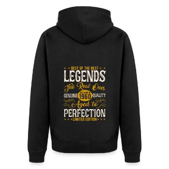 1960 Geschenk 65. Jubiläum 1960 Jahrgang 1960er Jahre - Unisex Premium Bio Zip Hoodie - Schwarz - Hinten - Nico (187cm)
