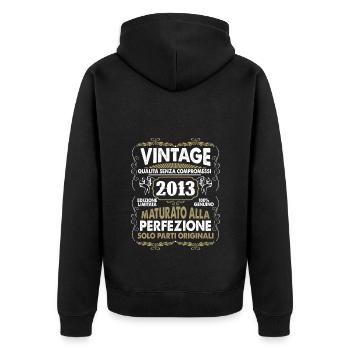 2013 vintage aged to perfection - Unisex Premium Organic Zip Hoodie - black - Back - Nico (187cm)