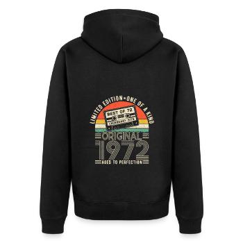 Born in 1972 Birthday 1972 Vintage 1972 - Unisex Premium Organic Zip Hoodie - black - Back - Nico (187cm)