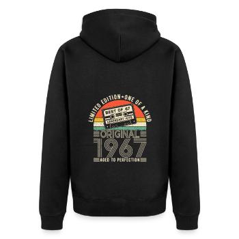 1967 Anniversaire Né en 1967 vintage Rétro. Editio - Veste à capuche bio Premium Unisexe - noir - Dos - Nico (187cm)