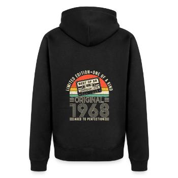 Jahrgang 1968 Geburtstag 1968 Jahrgang 1968 - Unisex Premium Bio Zip Hoodie - Schwarz - Hinten - Nico (187cm)