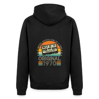 Nées en 1970 anniversaire 1970 Vintage 1970 - Veste à capuche bio Premium Unisexe - noir - Dos - Nico (187cm)
