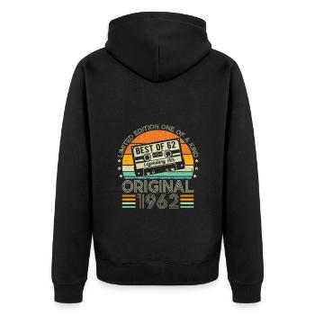 Jahrgang 1962 Geburtstag 1962 Jahrgang 1962 - Unisex Premium Bio Zip Hoodie - Schwarz - Hinten - Nico (187cm)