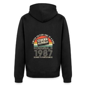 1987 Birthday Gift 1987 Vintage 1987 Gift - Unisex Premium Organic Zip Hoodie - black - Back - Nico (187cm)