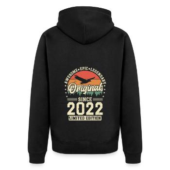 Vintage 2022 Best of 2022 - 3 Year Old Birthday - Unisex Premium Organic Zip Hoodie - black - Back - Nico (187cm)