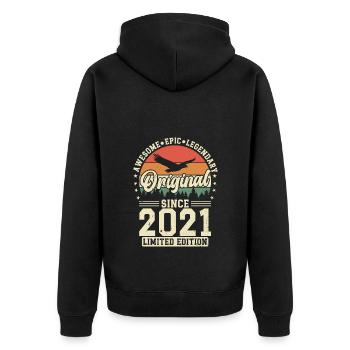 2021 Original 2021 Vintage Vintage Retro anniversa - Unisex Premium Organic Zip Hoodie - black - Back - Nico (187cm)