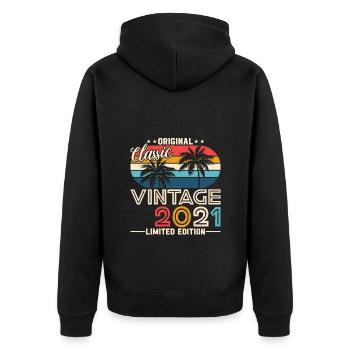 2021 Original 2021 Vintage Vintage Retro anniversa - Unisex Premium Organic Zip Hoodie - black - Back - Nico (187cm)