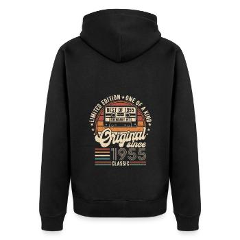 1955 Vintage Retro Jubiläumsgeschenk - Unisex Premium Bio Zip Hoodie - Schwarz - Hinten - Nico (187cm)