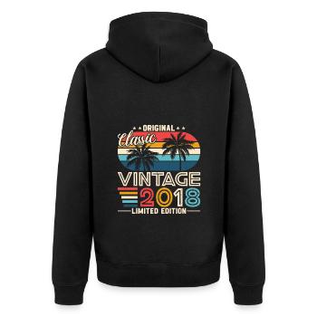 Original 2018 Vintage - 2018 Birthday Gift - Unisex Premium Organic Zip Hoodie - black - Back - Nico (187cm)