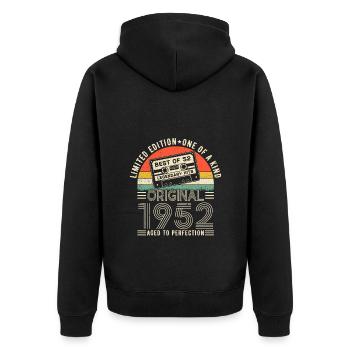 1952 Geburtstag Geboren im Jahr 1952 Vintage Retro. Editio - Unisex Premium Bio Zip Hoodie - Schwarz - Hinten - Nico (187cm)