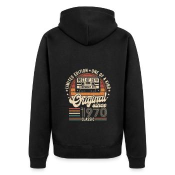 Idée cadeau d’anniversaire des années 1970 - Veste à capuche bio Premium Unisexe - noir - Dos - Nico (187cm)