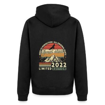 Vintage 2022 meilleur de 2022 - annif 3 ans - Veste à capuche bio Premium Unisexe - noir - Dos - Nico (187cm)