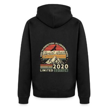 2020 - Unisex Premium Bio Zip Hoodie - Schwarz - Hinten - Nico (187cm)