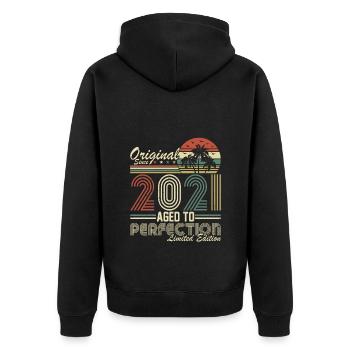 2021 Original 2021 Vintage Vintage Retro anniversa - Unisex Premium Organic Zip Hoodie - black - Back - Nico (187cm)