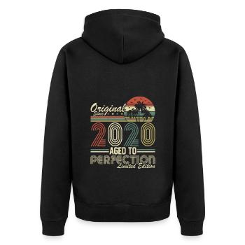 2020 - Unisex Premium Bio Zip Hoodie - Schwarz - Hinten - Nico (187cm)
