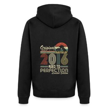 2016 Birthday 2016 Born In 2016 Birthday - Unisex Premium Organic Zip Hoodie - black - Back - Nico (187cm)