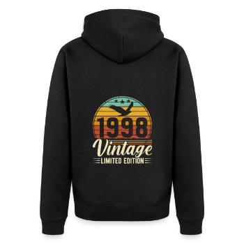 1998 Geburtstagsgeschenk 1998 Jahrgang 1998 Geschenk - Unisex Premium Bio Zip Hoodie - Schwarz - Hinten - Nico (187cm)