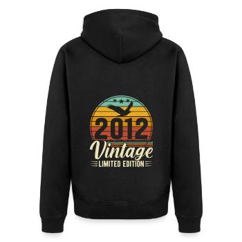 Vintage 2012 aged to perfection - Unisex Premium Organic Zip Hoodie - black - Back - Nico (187cm)