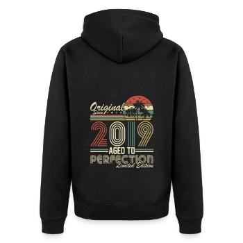 Original 2019 Vintage Vintage Retro Birthday - Veste à capuche bio Premium Unisexe - noir - Dos - Nico (187cm)