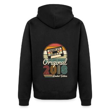 Original 2018 Vintage - 2018 Birthday Gift - Unisex Premium Organic Zip Hoodie - black - Back - Nico (187cm)