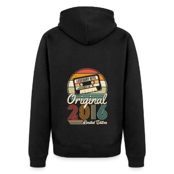 2016 Birthday 2016 Born In 2016 Birthday - Unisex Premium Organic Zip Hoodie - black - Back - Nico (187cm)
