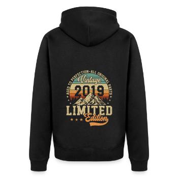 Original 2019 Vintage Vintage Retro Birthday - Veste à capuche bio Premium Unisexe - noir - Dos - Nico (187cm)