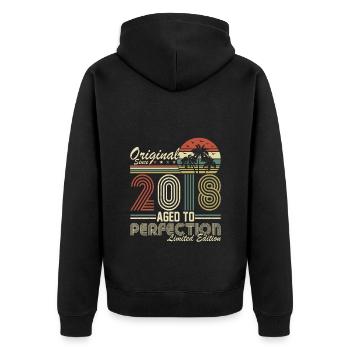 Original 2018 Vintage - 2018 Birthday Gift - Unisex Premium Organic Zip Hoodie - black - Back - Nico (187cm)